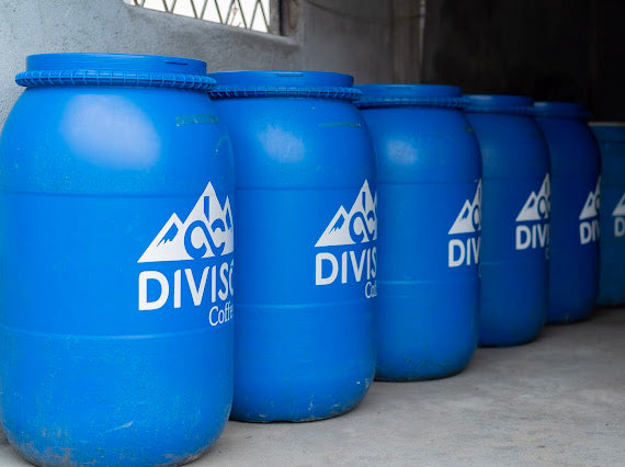 Tanques de fermentación en la finca el diviso en Colombia en la región de pitalito 