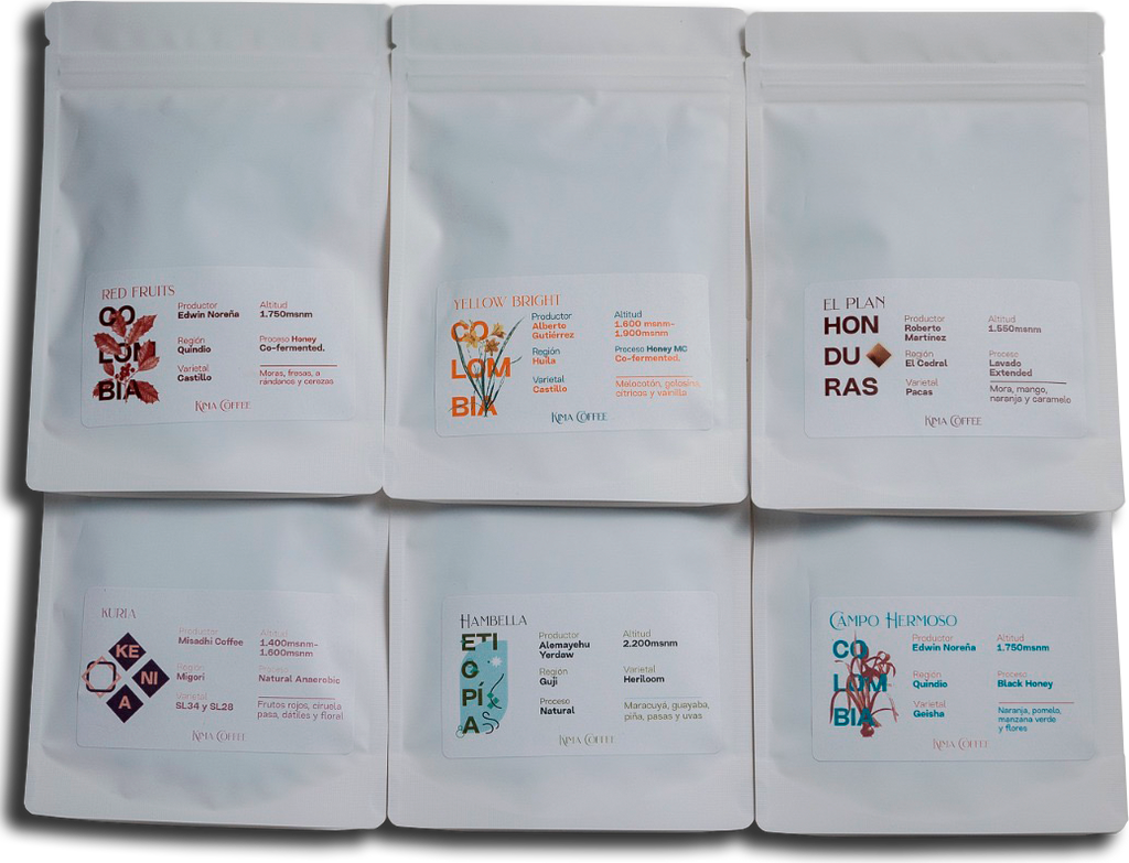 Pack de Degustación de kima coffee de 6 Cafés de Especialidad 