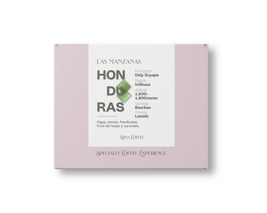 Cájar Rosa de café de kima coffee,
Café de Honduras, finca las manzanas producido por Dely Suyapa en la región de Intibuca, cultivado entre 1600 y 1800 metros sobre el nivel del mar, varietal bourbon, proceso lavado con notas a Higos, cereza, frambuesa, fruta de hueso y caramelo.